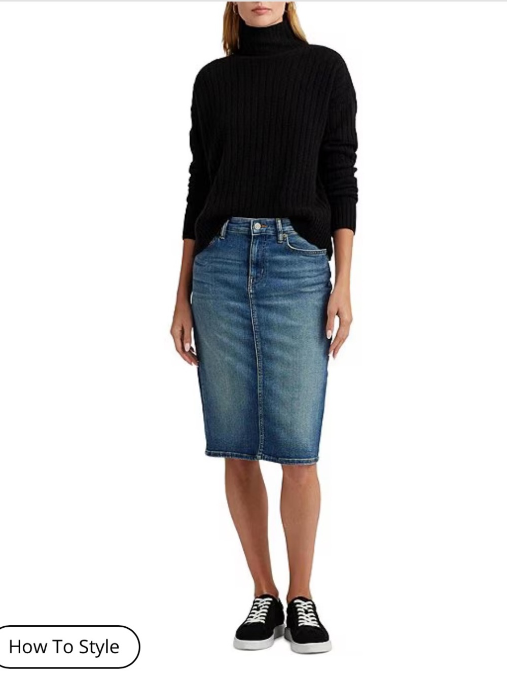 Ralph Lauren Double RL Light Blue Denim Pencil Skirt